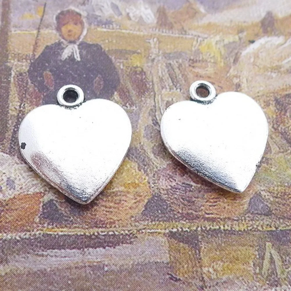 100 шт Сердце Подвески 14 мм x 16 DIY ювелирных изделий Кулон Античный серебряный
