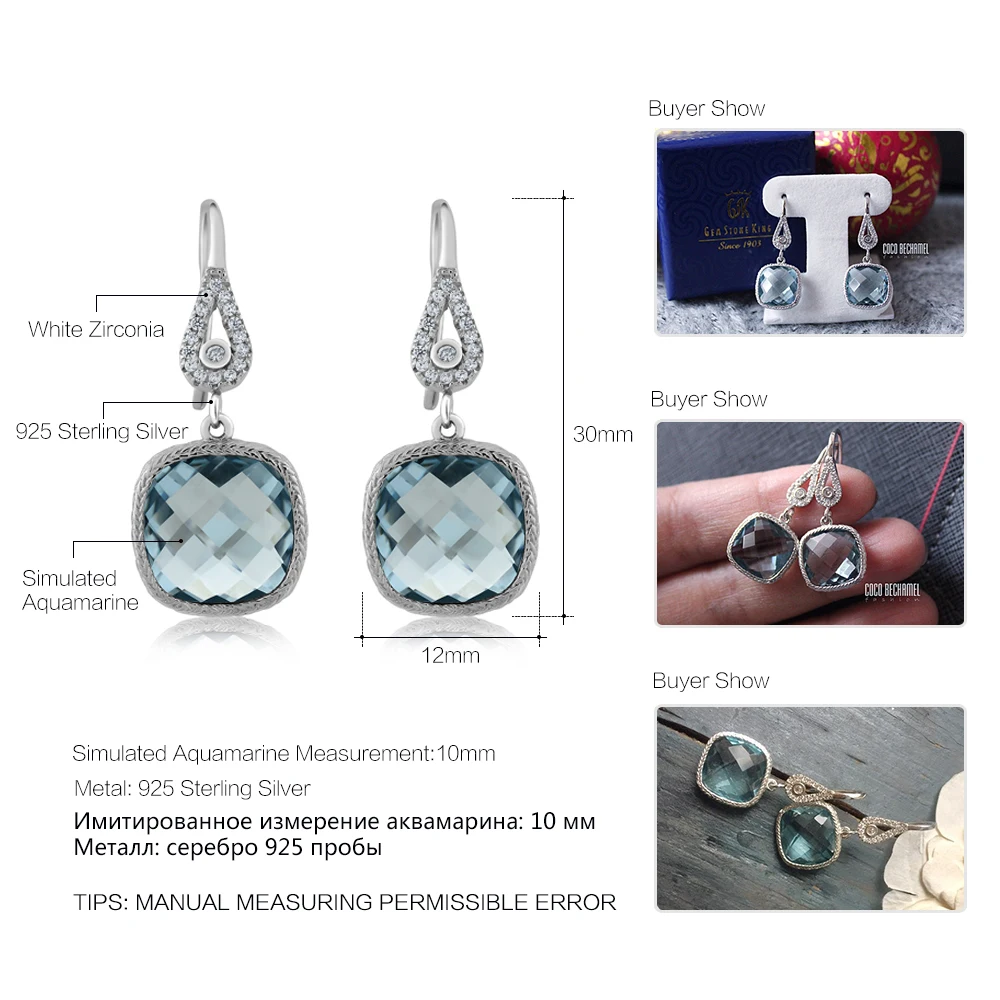 GemStoneKing винтажные 925 пробы серебряные серьги для женщин 11 00 Ctw подушечка из
