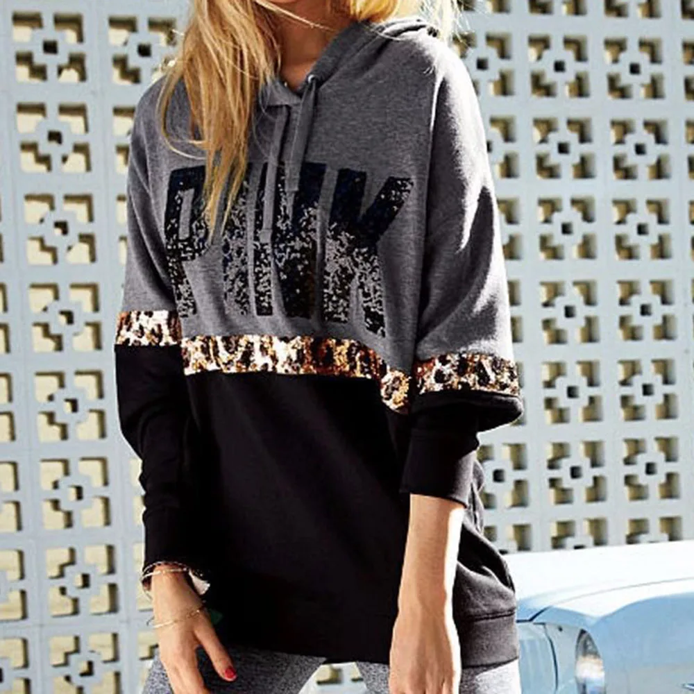 Женская толстовка в готическом стиле с леопардовым принтом и буквенным большие