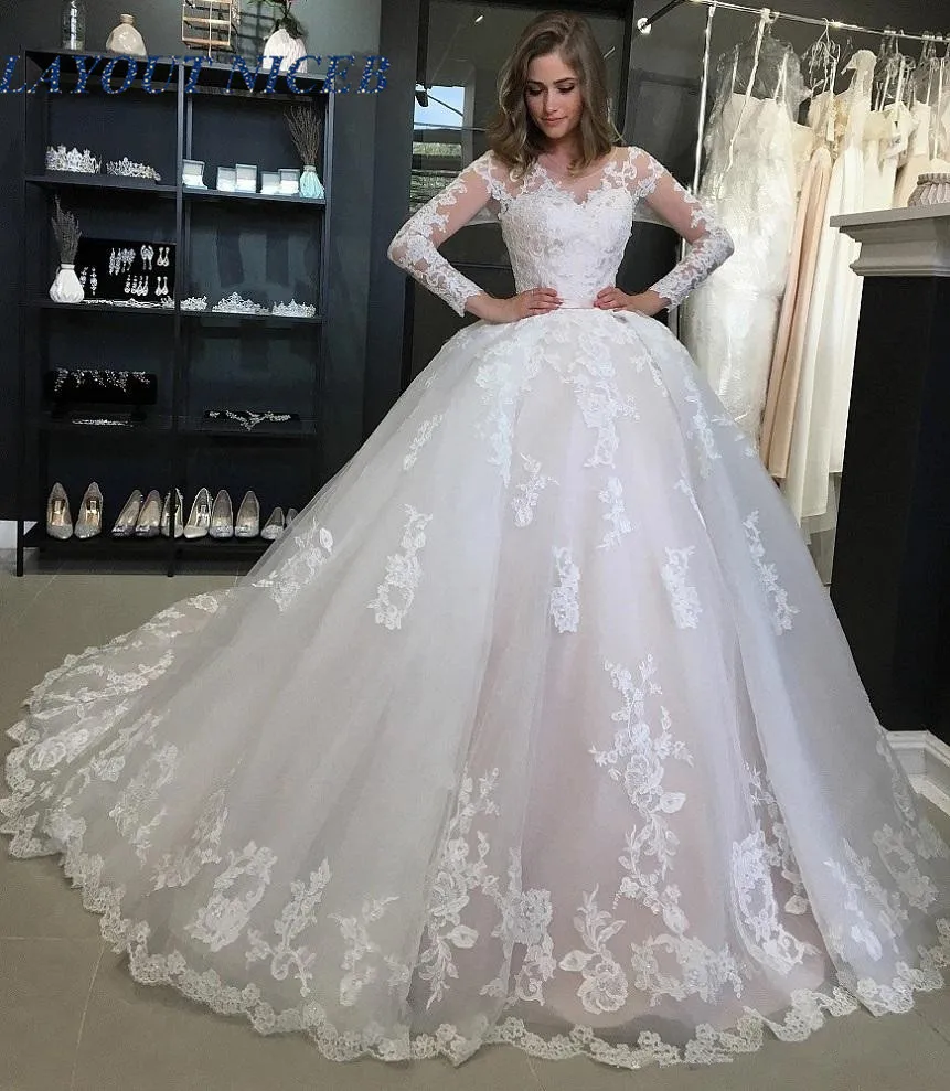 Свадебные платья с длинным рукавом в стиле бохо 2019 бальное платье аппликацией