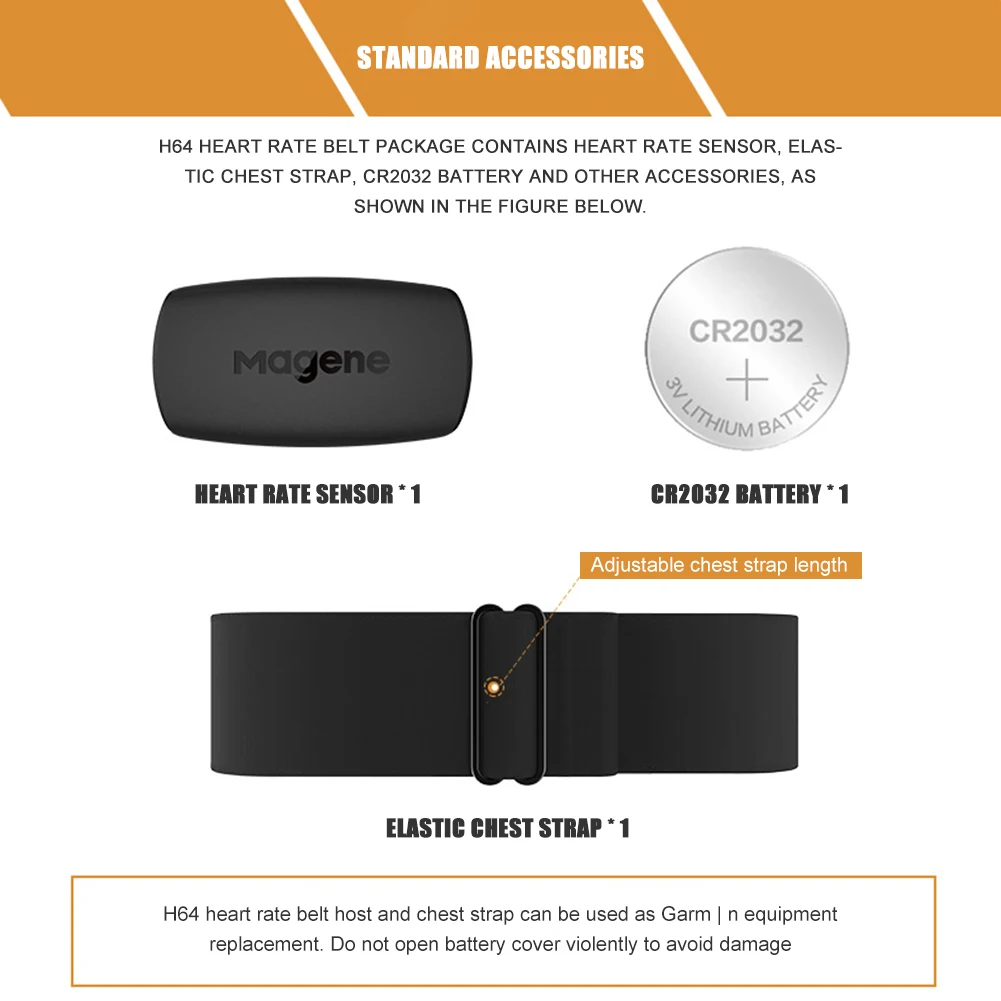 Датчик сердечного ритма MAGENE H64 Bluetooth ANT + Magene монитор с нагрудным ремешком для