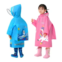 childrens raincoat boys and girls rain jackets big hat brim waterproof rainwear cartoon schoolbag poncho 2 16y kids rain coat