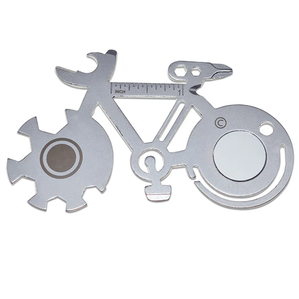 

EDC Card Bicycle-shaped Head Multi-function Tool Screwdriver Spanner Bottle Can Opener Metal Craft Outdoor Portable Tools