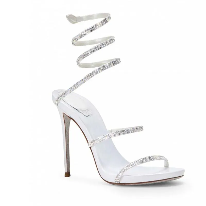 Женские сандалии-стразы леггинсы под змеиную кожу Женская обувь для вечеринок