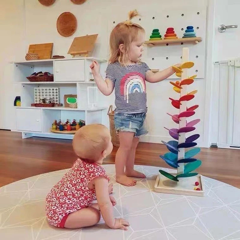 

Montessori Wood Building Block Jenga Balancing Developmental Interactive Toys Educational Hercule DIY Leaves Toy