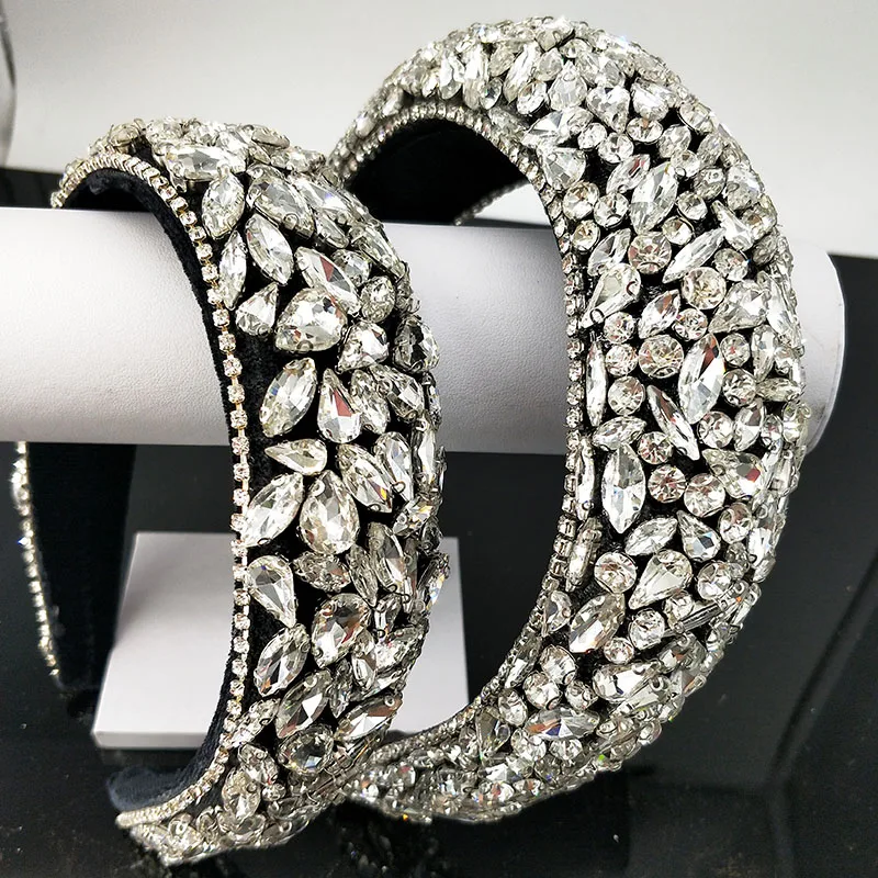 Headbands For Women Retro Floral Rhinestones Headband Lady Pearl Crystal Girl Barlot Style Headpiece Wedding Hair Acces | Украшения и
