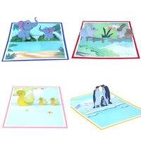 10pcs wholesale 3d handmade cartoon animal and baby paper invitation greeting cards baby shower birthday gender reveal gift