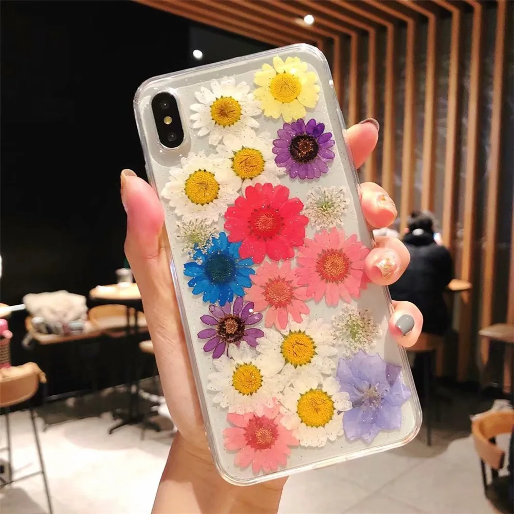 Dried Real Flower Handmade Clear Pressed Phone Case For iPhone 6 6S 7 8 Plus X XS Max XR Soft TPU Back Cover Capa Coque |