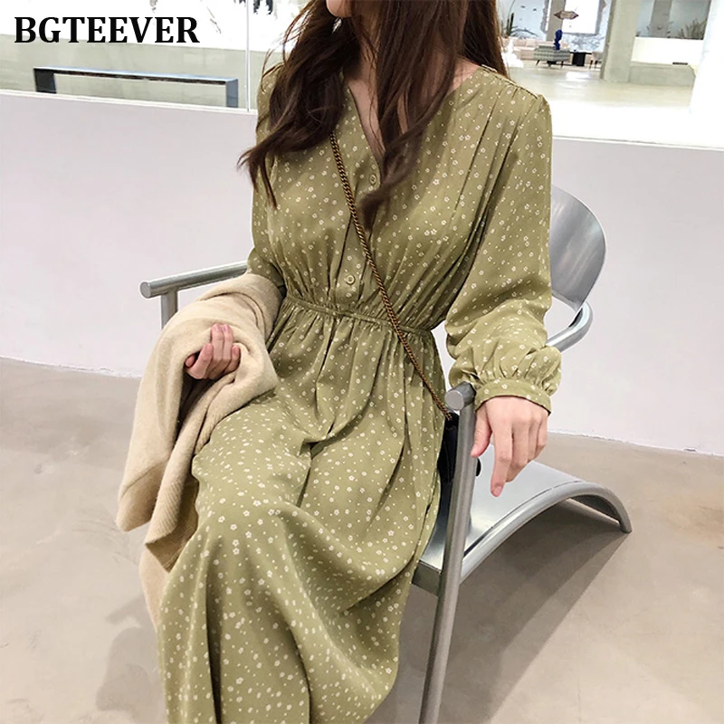 Винтажное женское платье BGTEEVER трапециевидной формы с V образным вырезом и