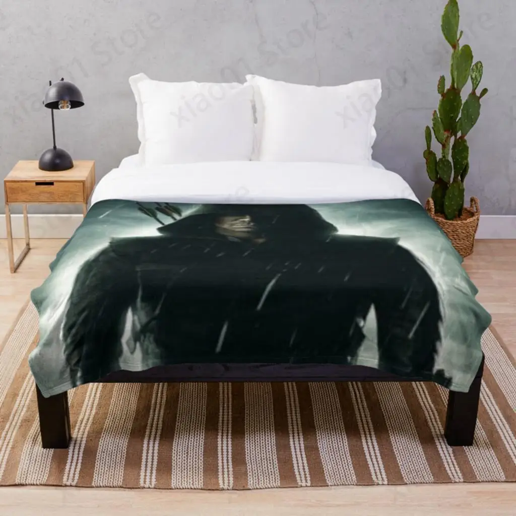 

Oliver Queen The Green Arrow Poster Throw Blanket Sherpa Bedspread Blanket Picnic wool soft Blankets