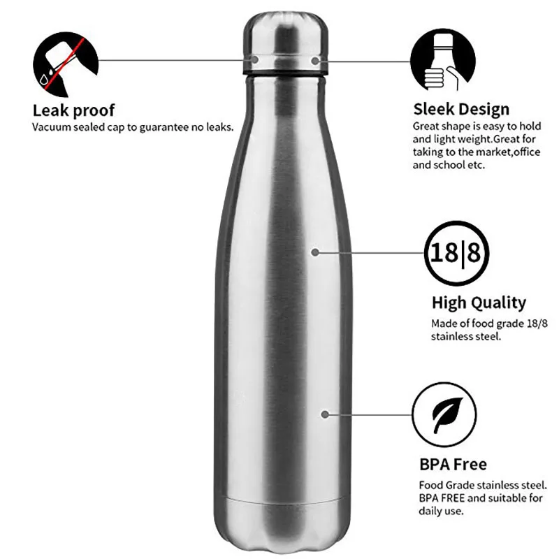 Спортивная бутылка для питьевой воды с одной стенкой из нержавеющей стали