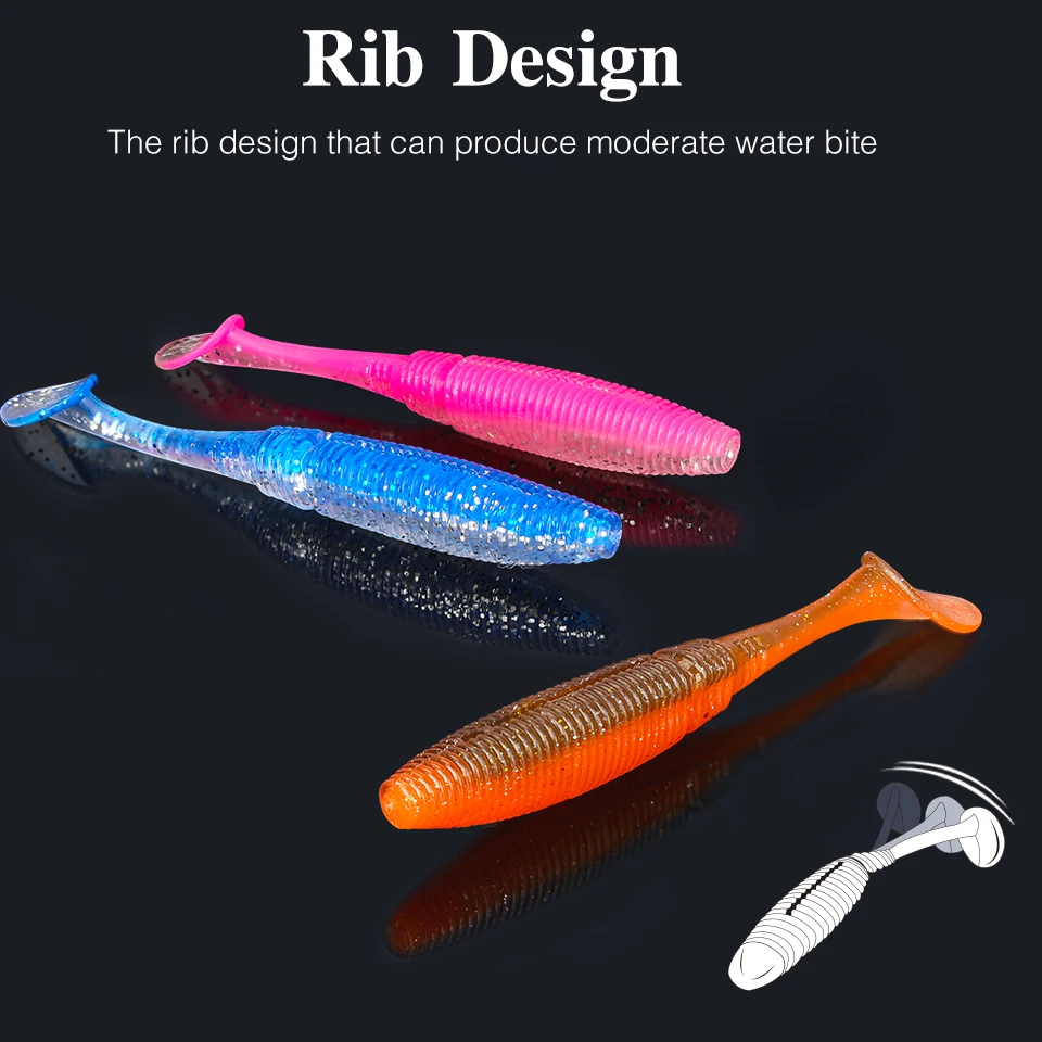 TSURINOYA 10cm 11.5cm 13cm T Tail Soft Lure 8g 12g 18g Saltwater Worm No Sinker Rig Seabass Wobbler Swimbait Bait 8pcs | Спорт и