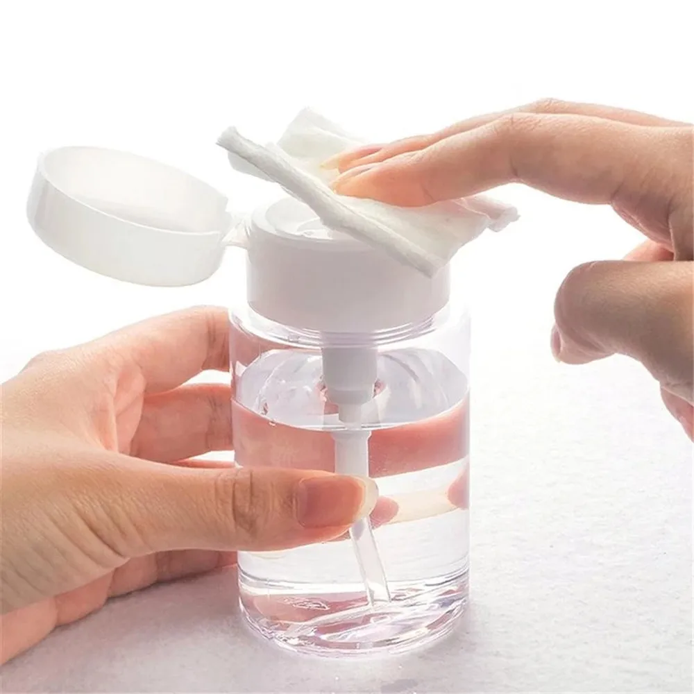 

1pc 200ml Push Down Makeup Remover Water Pressing BottleEmpty Pump Dispenser Nail Polish Remover Clear Cosmetic Container