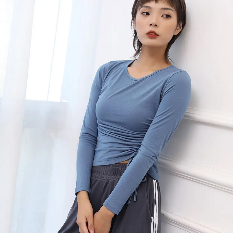 

Women Bandage Yoga Shirts Elastic Long Sleeve Sport T-shirts Quick Dry Gym Fitness Running Tops Female Slim Training Undershirts