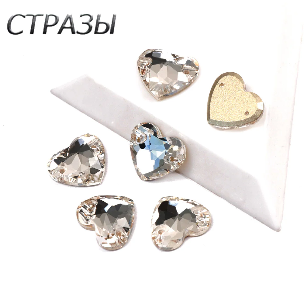 Кристально чистая СТРАЗА Стразы в форме сердца Пряжка из хрустального стекла Silver