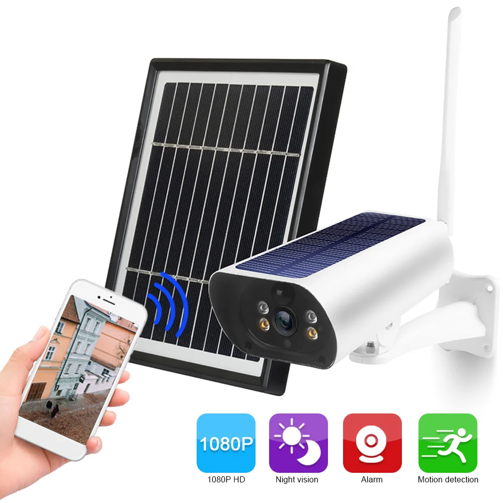 

Wi-Fi Солнечная камера 1080P беспроводной Minitor Plug-in Бесплатная поддержка адаптивный код скорость голосового вызова пульт дистанционного управл...