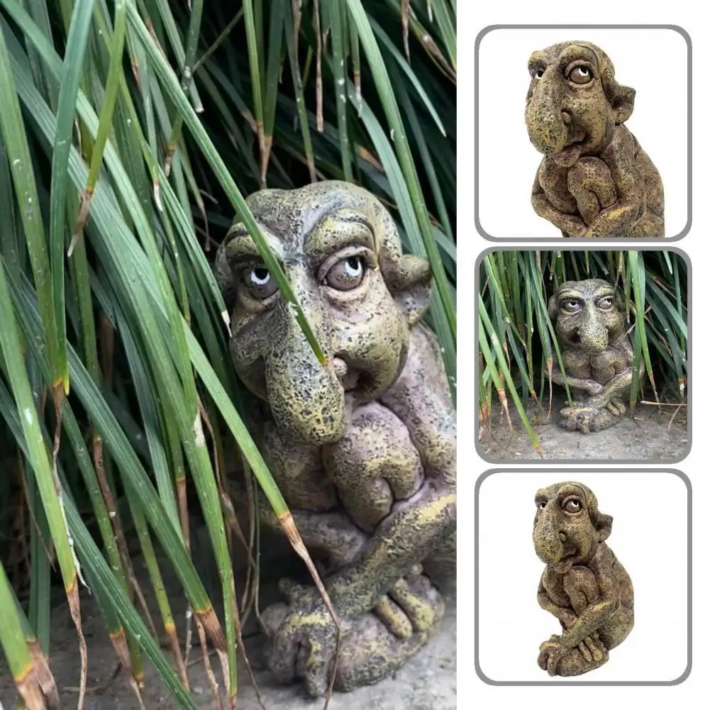 

Innovative Crouch Posture Gargoyle Troll Garden Gnome Statue for Lawn