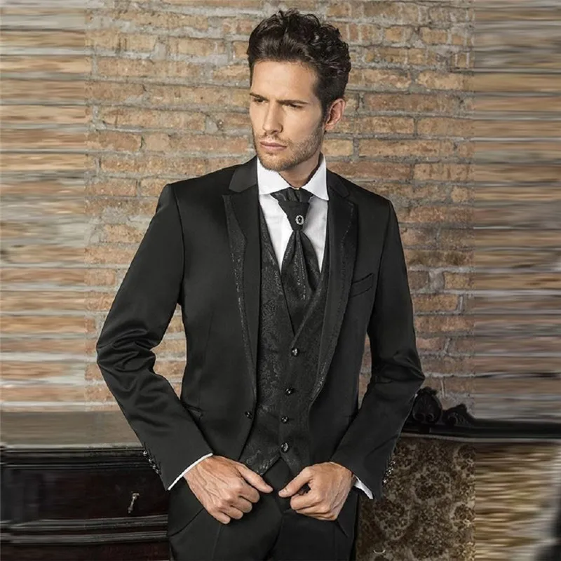 Фон в стиле ретро черного цвета Для мужчин формальный костюм Блейзер комплект