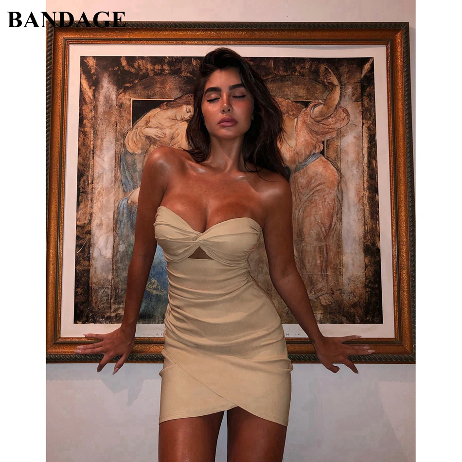 Женское облегающее платье без бретелек для вечерние сексуальное платье-стрейч с