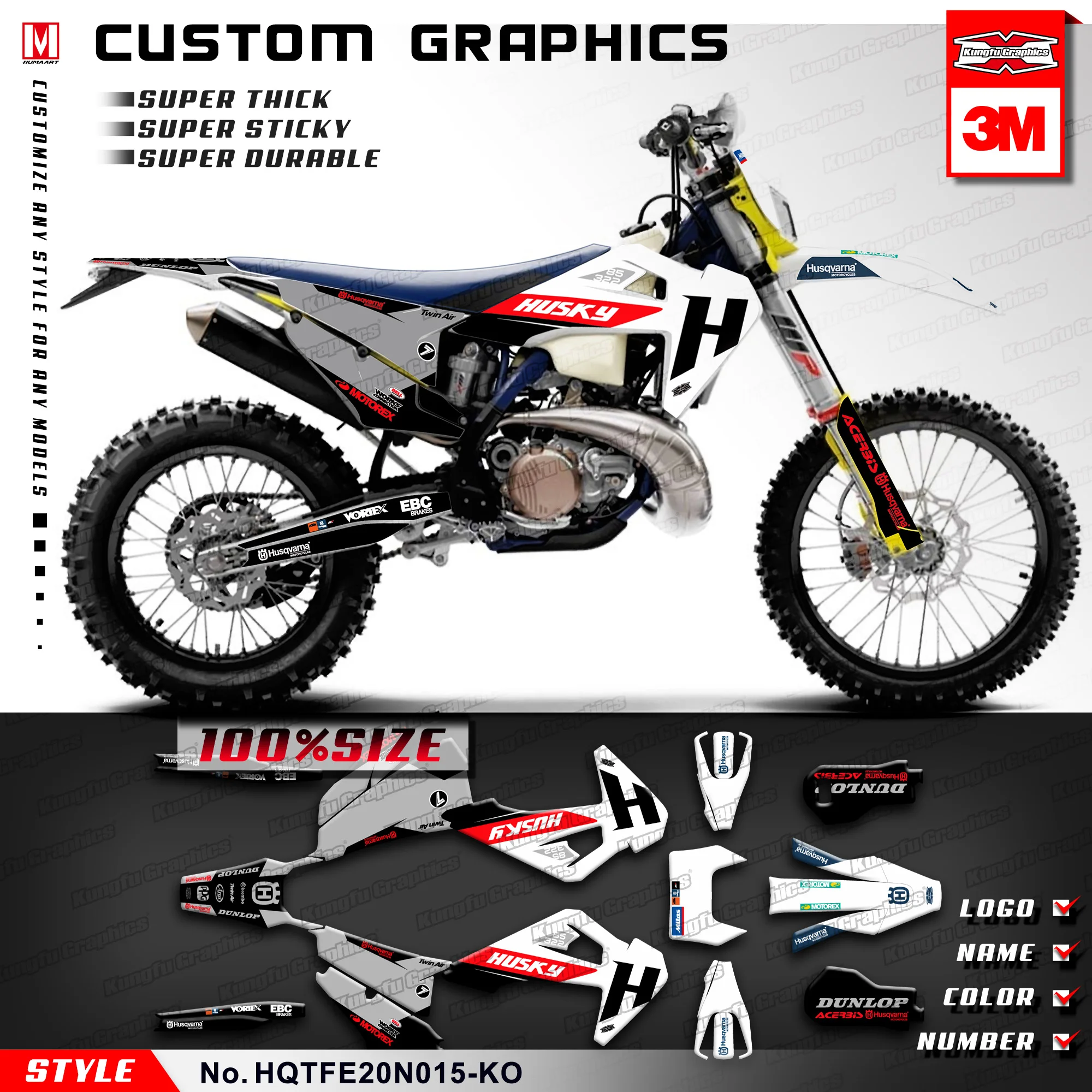 KUNGFU графика эндуро Гонки наклейки Винил для Husqvarna TE FE TC FC TX FX FS 125 150 250 300 350 450 5012019 2020