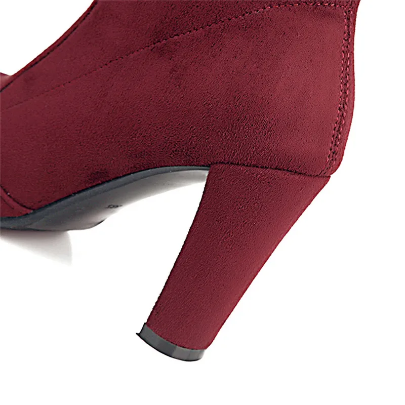 Lucyever/женские зимние сапоги на высоком каблуке пикантные Женские Сапоги выше