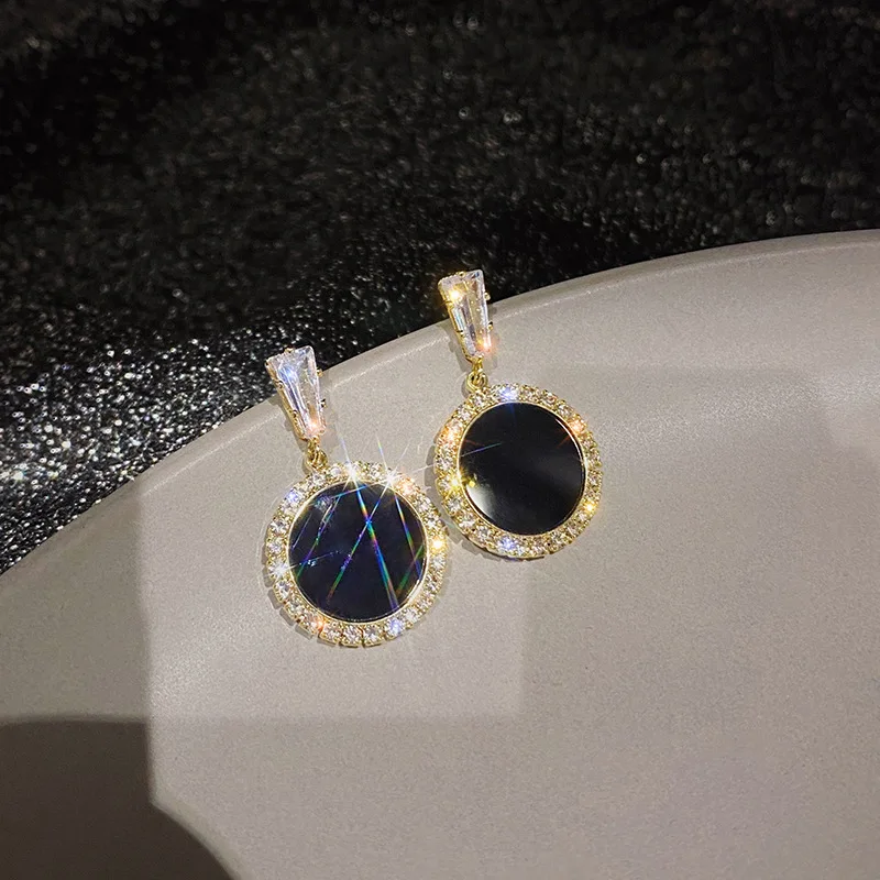 

Trendy Temperament Women Earrings Round Zircon Alloy Korean Exquisite Ladies Elegant Earrings Fashion Gift Jewelry