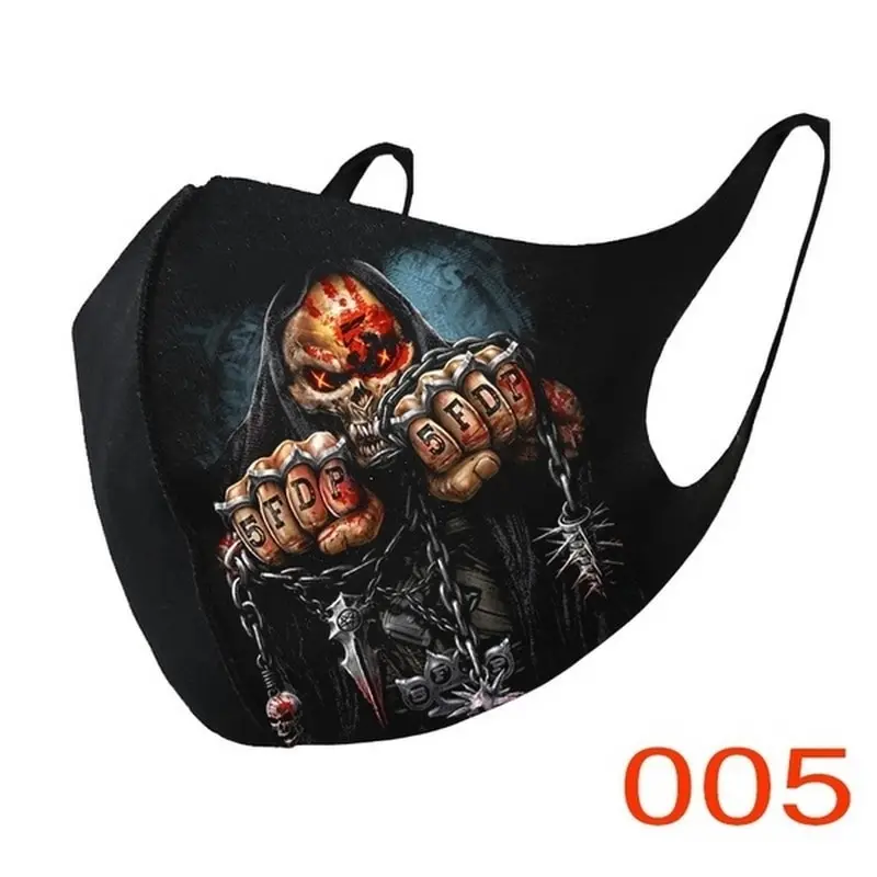Маска для лица с принтом на Хэллоуин Пылезащитная моющаяся многоразовая маска