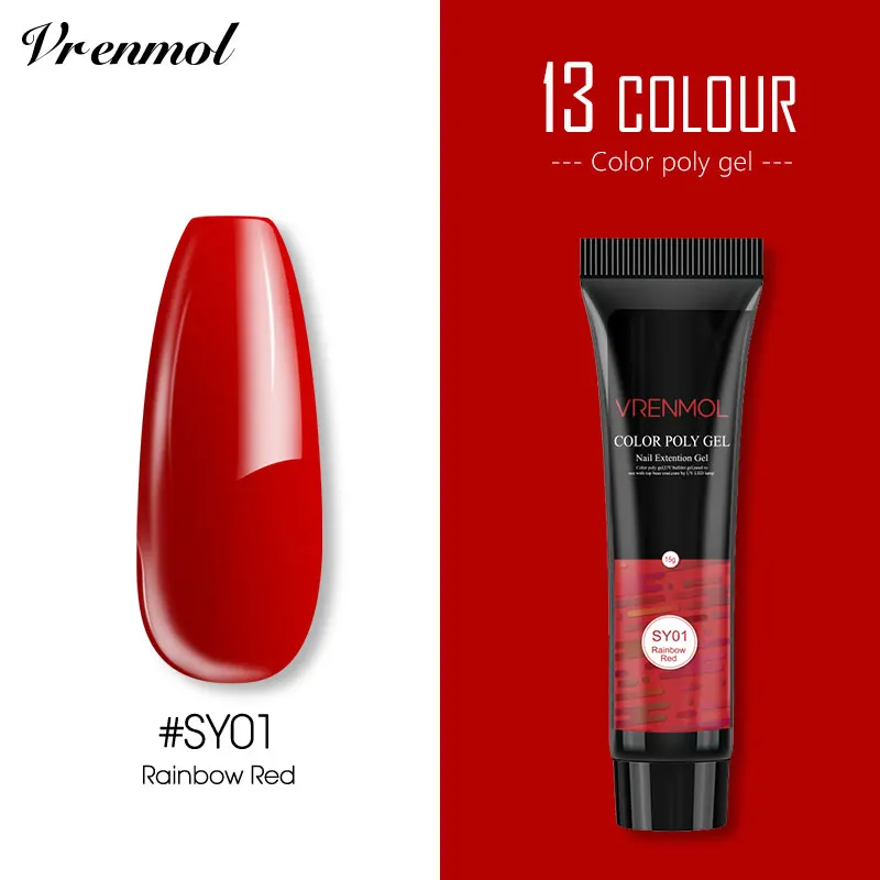 15ml SY01 Vrenmol Poly гель Semic Перманентный не чистый лак верхнее Базовое покрытие гель лак верхнее покрытие Базовое покрытие основа прозрачный гель лак - Цвет: 15ml SY01