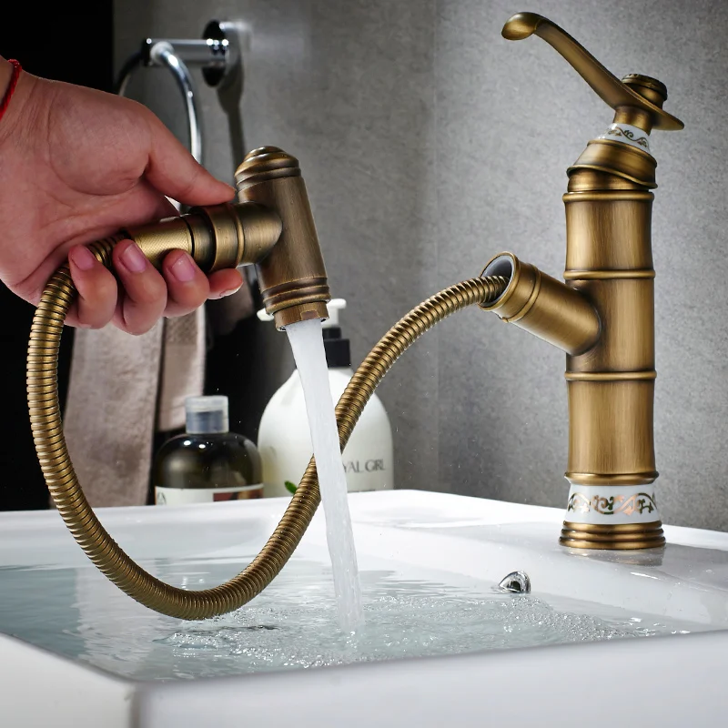 Латунный Смеситель для ванной комнаты роскошный кран на раковину две трубы