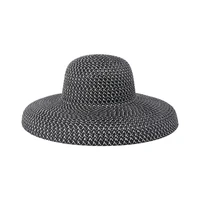 new retro round top big straw hat wholesale ladies sun hats travel holiday visor hats vintage women beach hat black and white