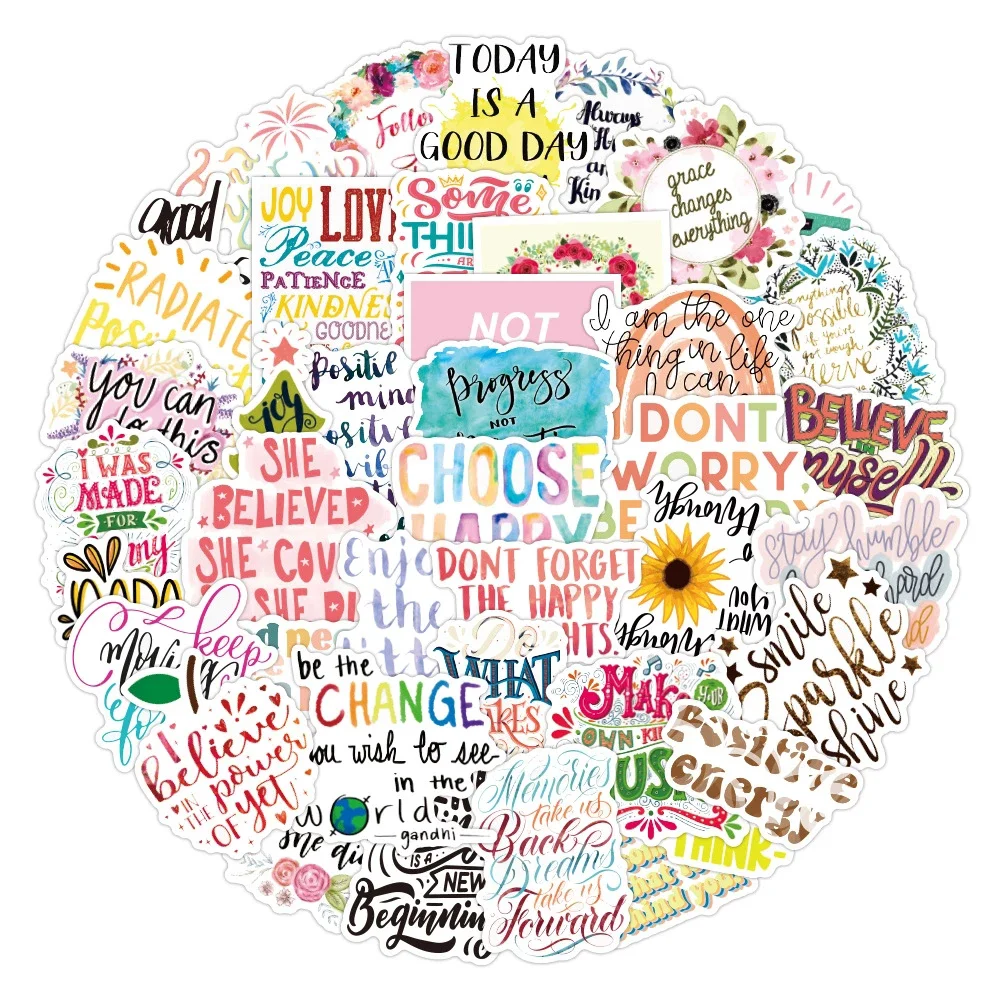 103050pcs motivational phrases sticker quotes sentence waterproof for laptop phone skateboard office study room graffiti decal free global shipping
