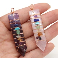 natural stone pendant sword shape seven chakra reiki healing exquisite charms for jewelry making diy necklace accessories14x60mm
