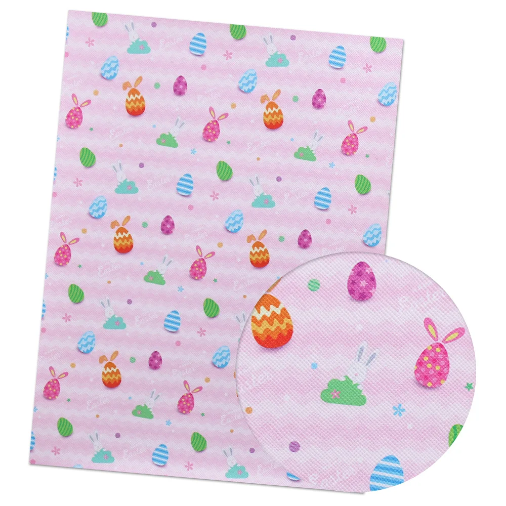06 IBOWS 22*30cm 1pc Easter Faux Synthetic Leather Sheet Rabbit Egg Printed Fabric DIY Hair Bows Supplies Handmade Crafts Materials - Цвет: 06