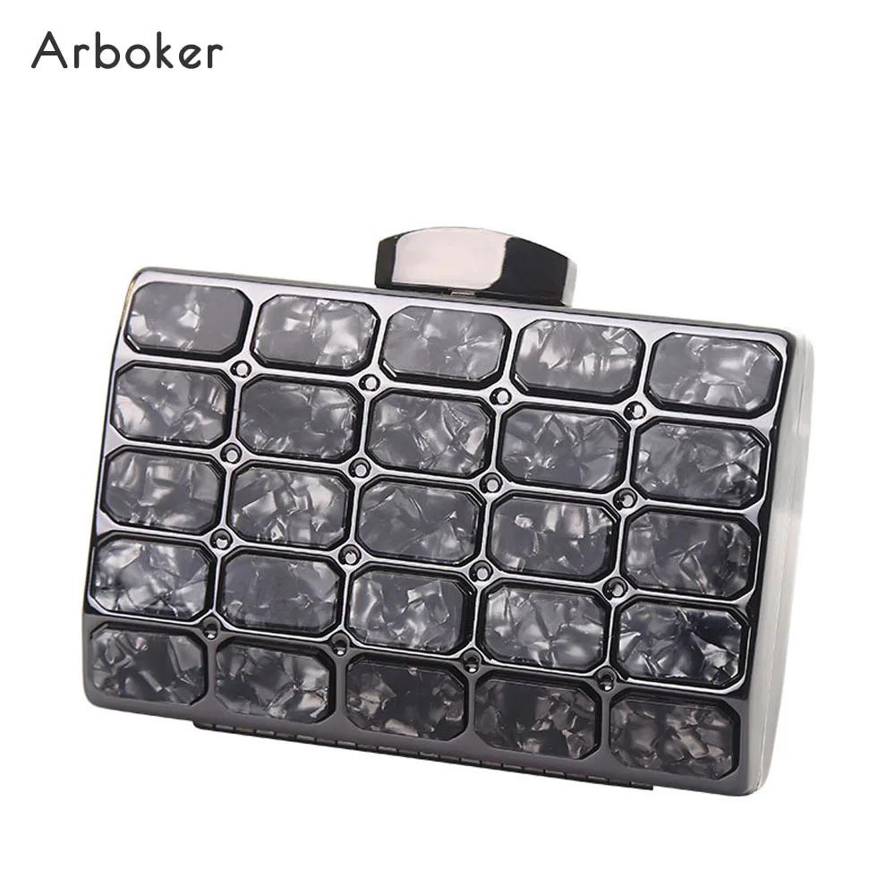 

Woman Acrylic Mini Bag Luxury Diamond Handbag Metalic Evening Clutch Fashion Small Cosmetics Hand Bags Bridal Purse Lady Wallet