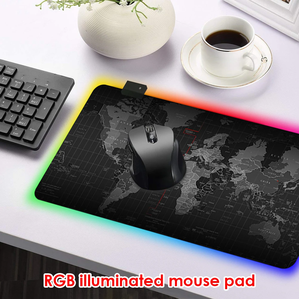 Игровой коврик для мыши с принтом карты RGB геймерский компьютерный подсветка