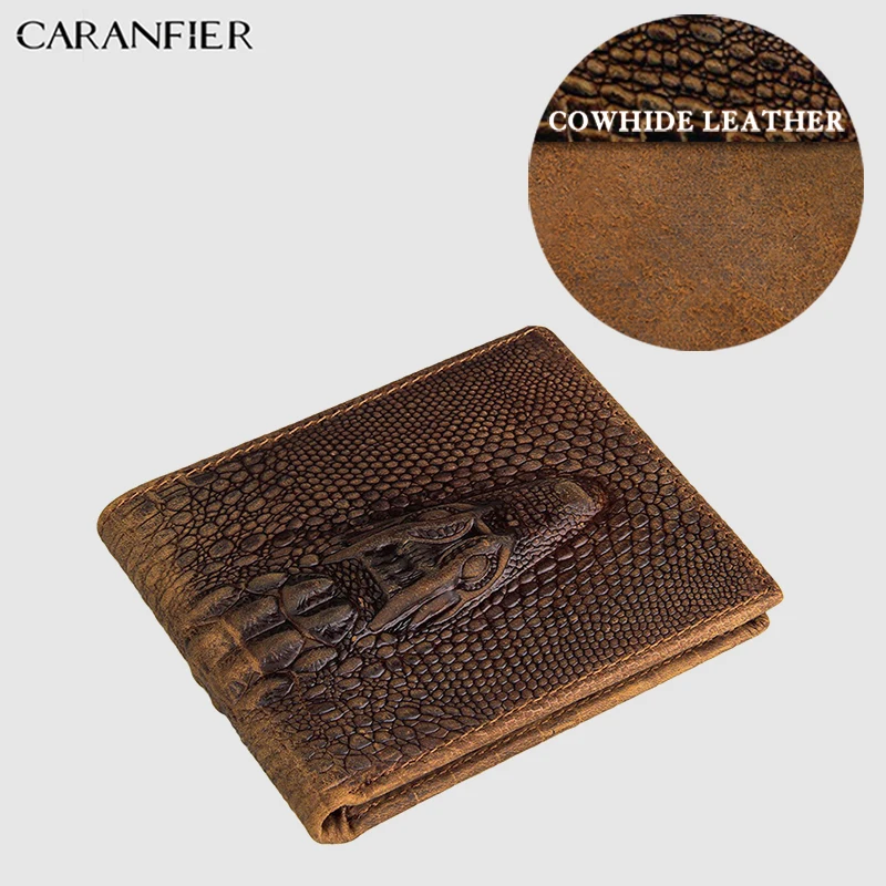 

CARANFIER 2018 Mens Wallets Top Quality Men Purse Genuine Cow Leather Wallet Short Bi-fold Men Coin Purse Credit Card Holder Bag