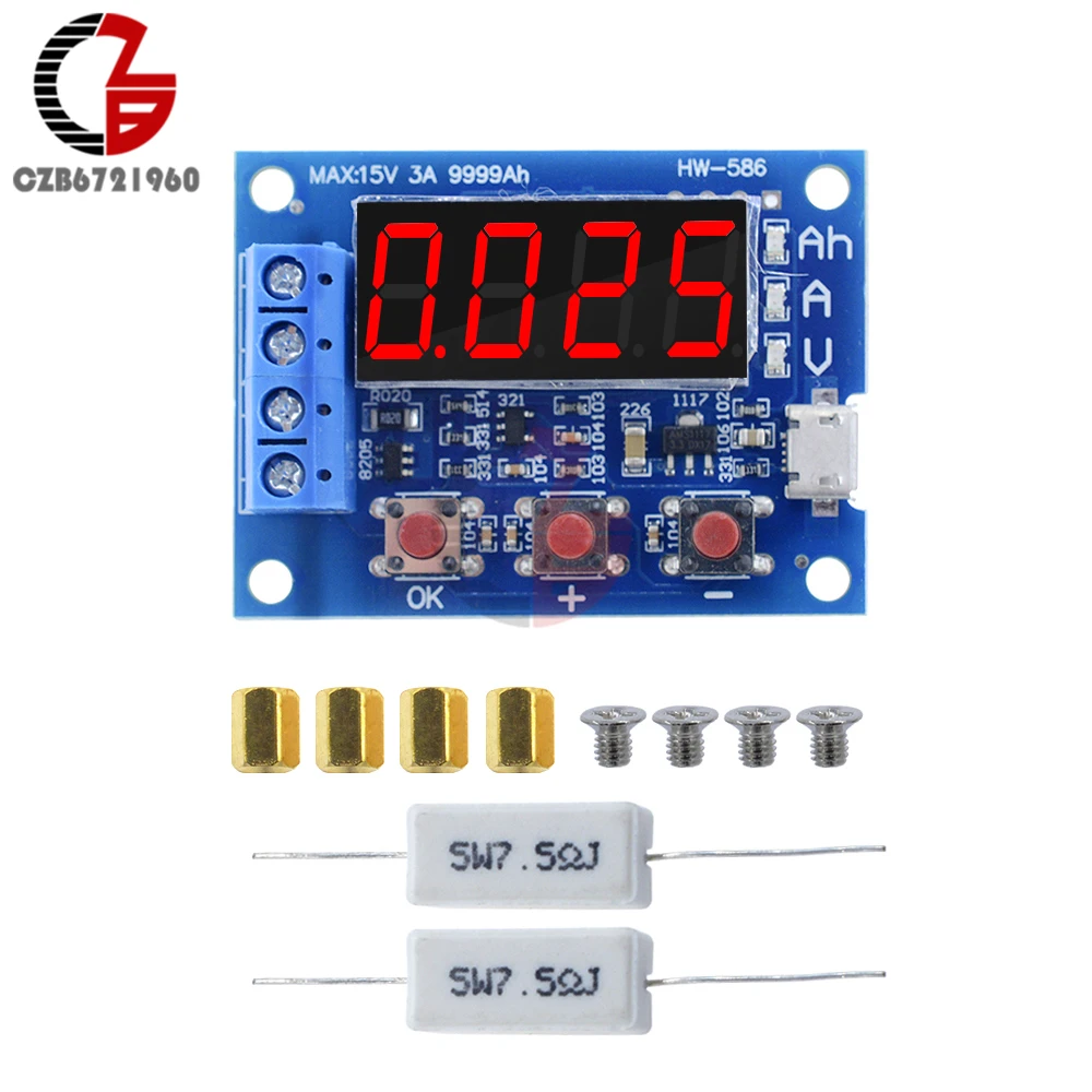 

1.2V 12V 18650 Lithium Battery Capacity Tester Li-ion Lipo Lead Acid Battery Charge Discharge Monitor Voltmeter + Resistence