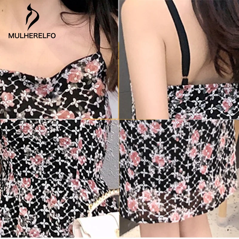 

Flower Embroidery Skinny Women Backless Dress Adjustable Strap Temperament Women's Dresses Sleeveless Square Collar Sexy Dress