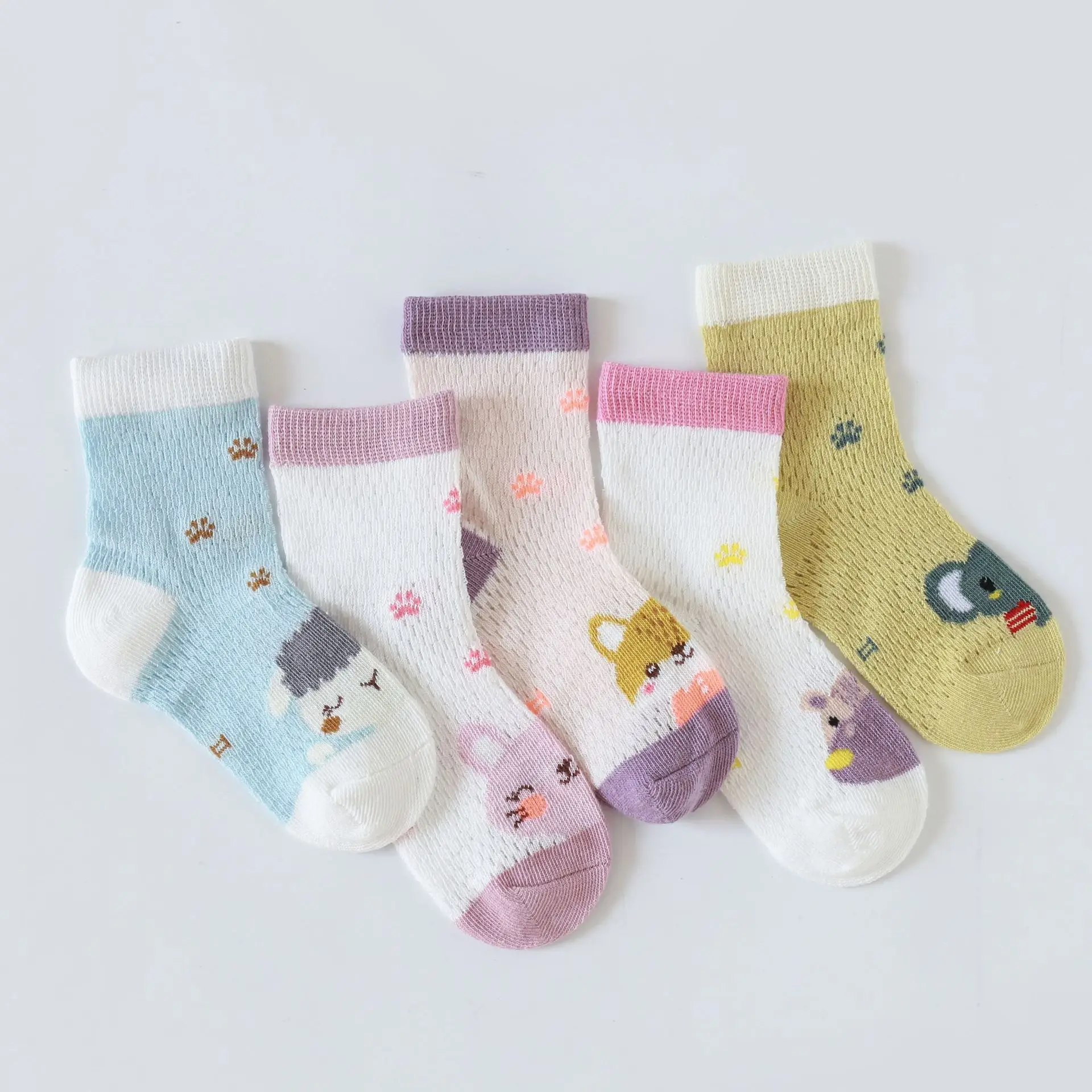 

2021 summer new children's socks 0-12 years old kasi baby mesh socks boys and girls baby thin socks 5 pairs