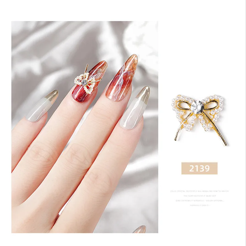 

5Pcs/Pack Zircon Butterfly Nail Art Crystal Rhinestones Alloy DIY 3D Shiny Glass UV Gel Decorations Nails Accessories