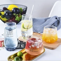 sunny black white letter heat resistant glass milk tea coffee water juice cup cocktail glassware champagne portsble wine cup