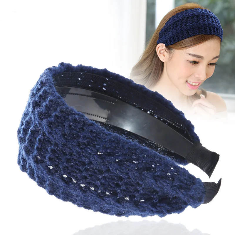 

Winter Twist Acrylic Wide Knit Bezel Hairband Women Clip Hair Accessories Girls Headband Opaska Do Wlosow Bandeau Femme Diademas