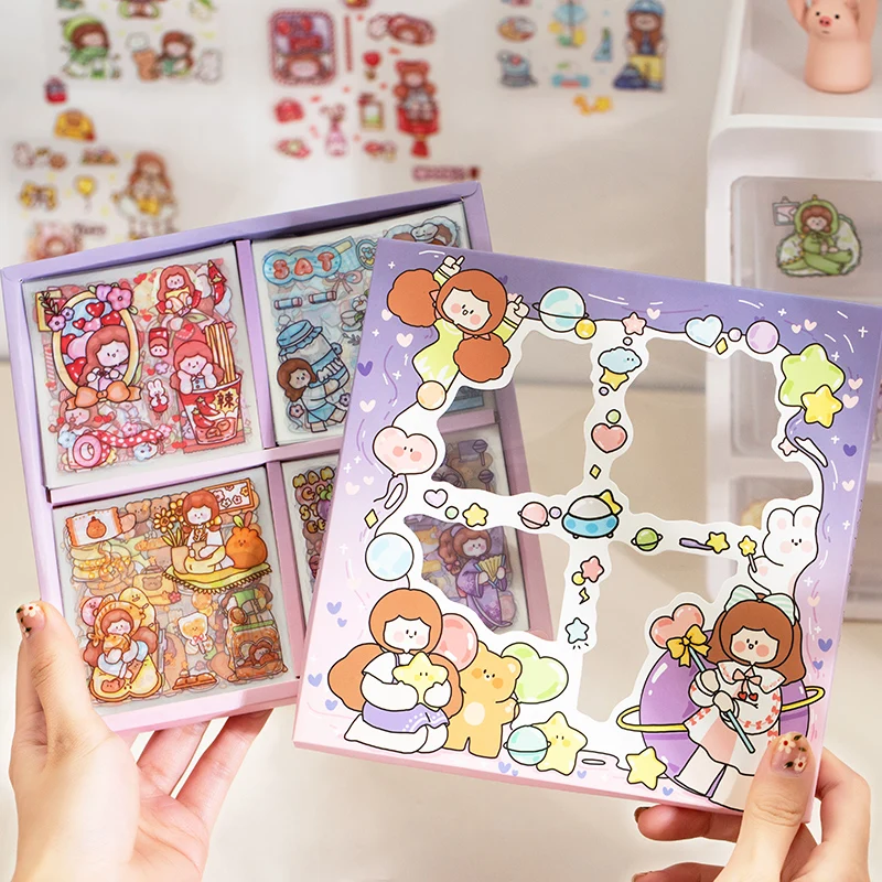 

SIOU 100sheets/set Cartoons Girly Pattern Stickers Box Journal Material Spree Cute Scrapbook Kawaii Stationery Supplies