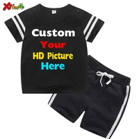 custom design your own t shirt kids clothes toddler boy clothing set baby girl children sport suit photo logo birthday team diy