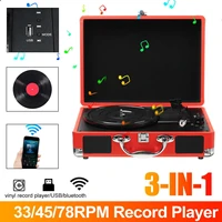 usb bluetooth retro player stereo 334578 rpm three speed vinyl record turntable player gramophone built in stereo speakers