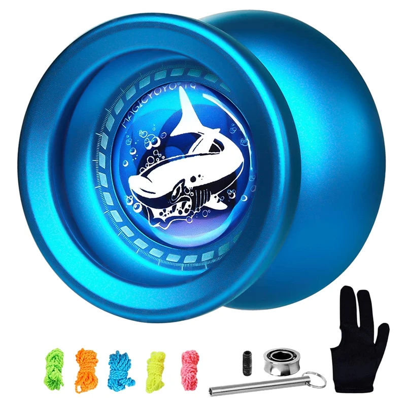 

Йо-Йо MAGIC YOYO T9, Акулья синяя йо-йо со сменным нечувствительным подшипником, осью, инструмент для удаления подшипника, перчатки, 5 нитей