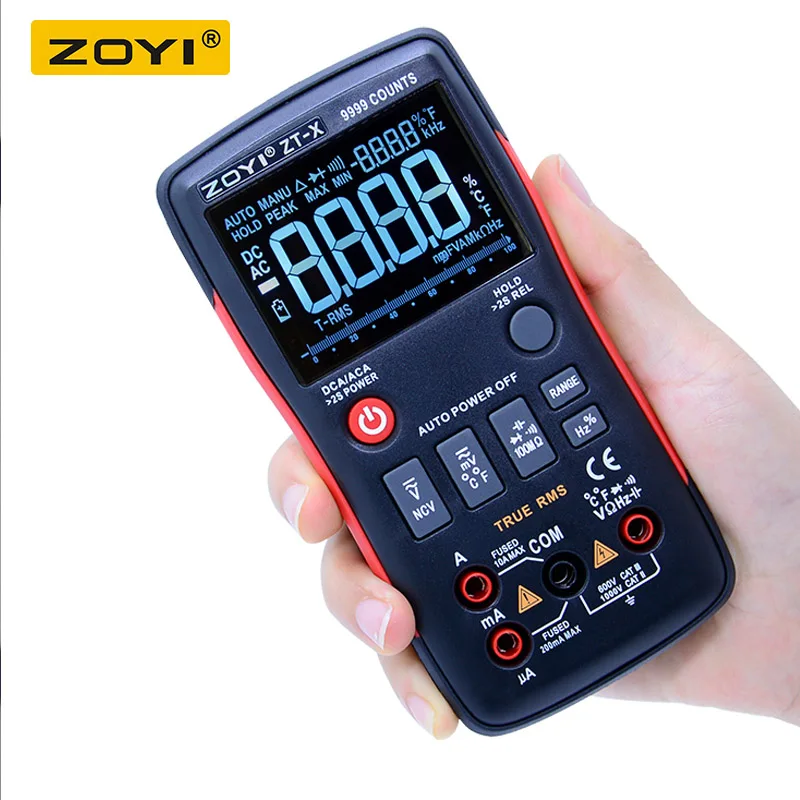 Фото Цифровой мультиметр ZOYI ZT-X с инструментом для тестирования HOLD NCV, профессиональный тестер, ЖК-дисплей с подсветкой, измеритель температуры переменного и постоянного тока №4