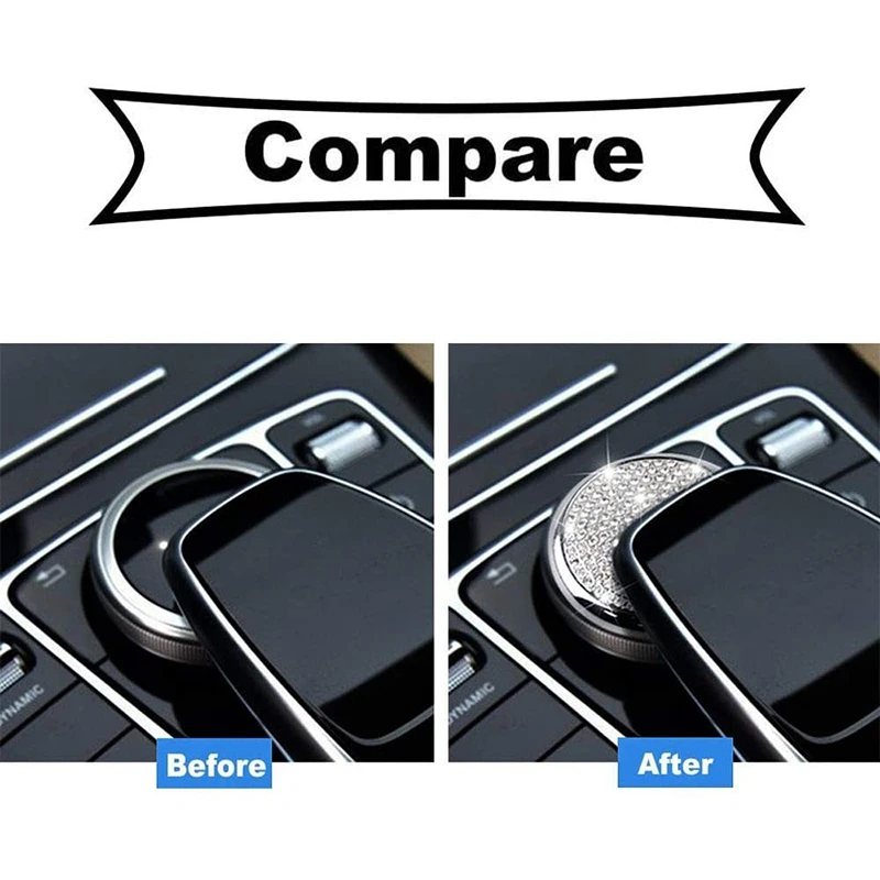 

Center Control Multimedia Button Bling Crystal Emblem Cover for Mercedes-Benz C Class C300 E Class E300 Accessories