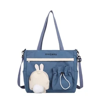 Preppy Lovely Rabbit Pockets Shoulder Bag For Women 2020 New Canvas Bag Collage Student Messenger Bag Crossbody Bag Tote Bags