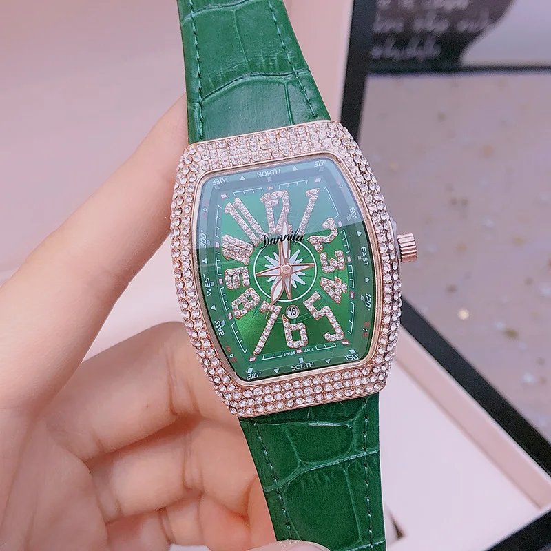 

Automatic Women's Watch Fashion Wine Barrel Type Starry Star Luxury Watch Full Diamond British Watch Relojes Para Mujer New 2021